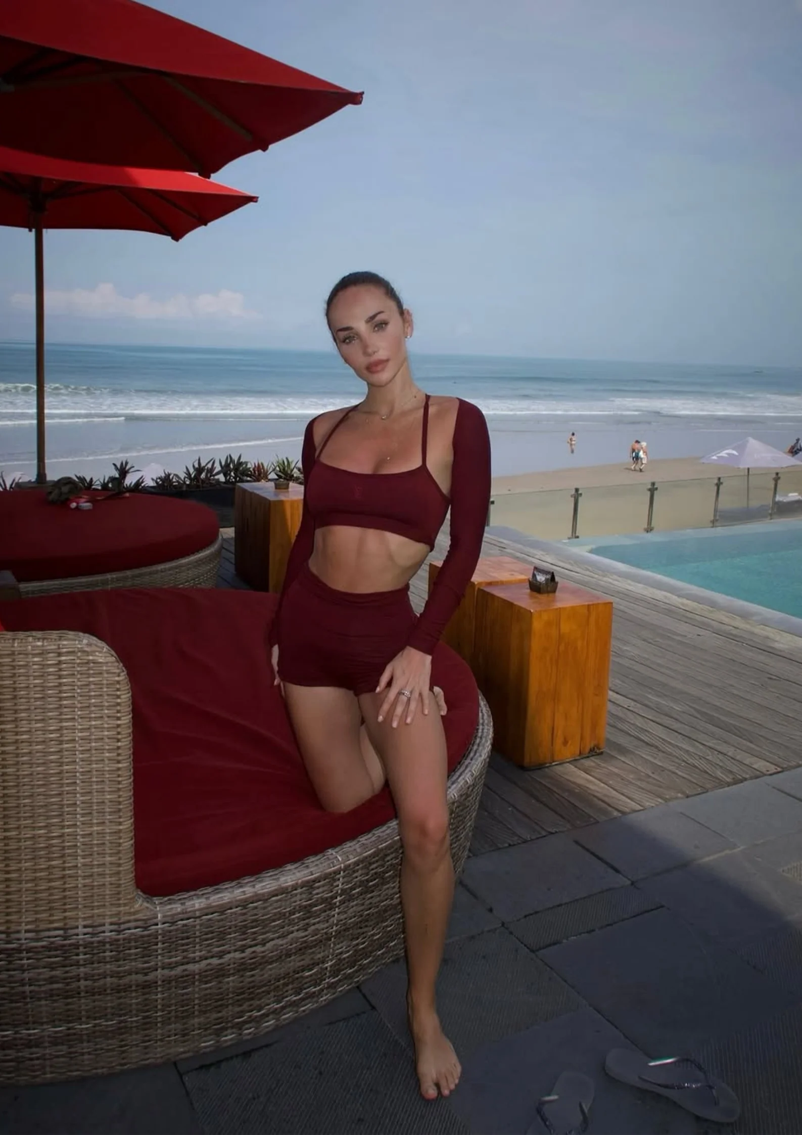 Basic Nyx Extra High Waist Pants in Burgundy - Image 3