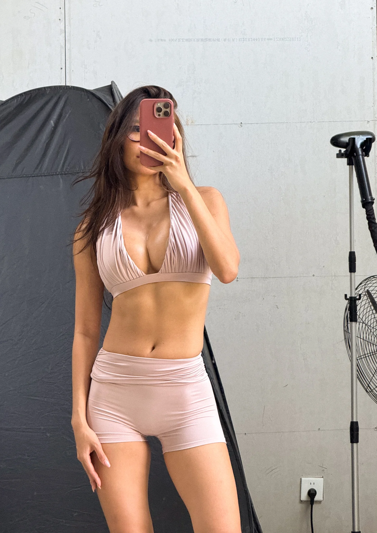 Celeste Draped Short Pants In Blush Coral - Image 6