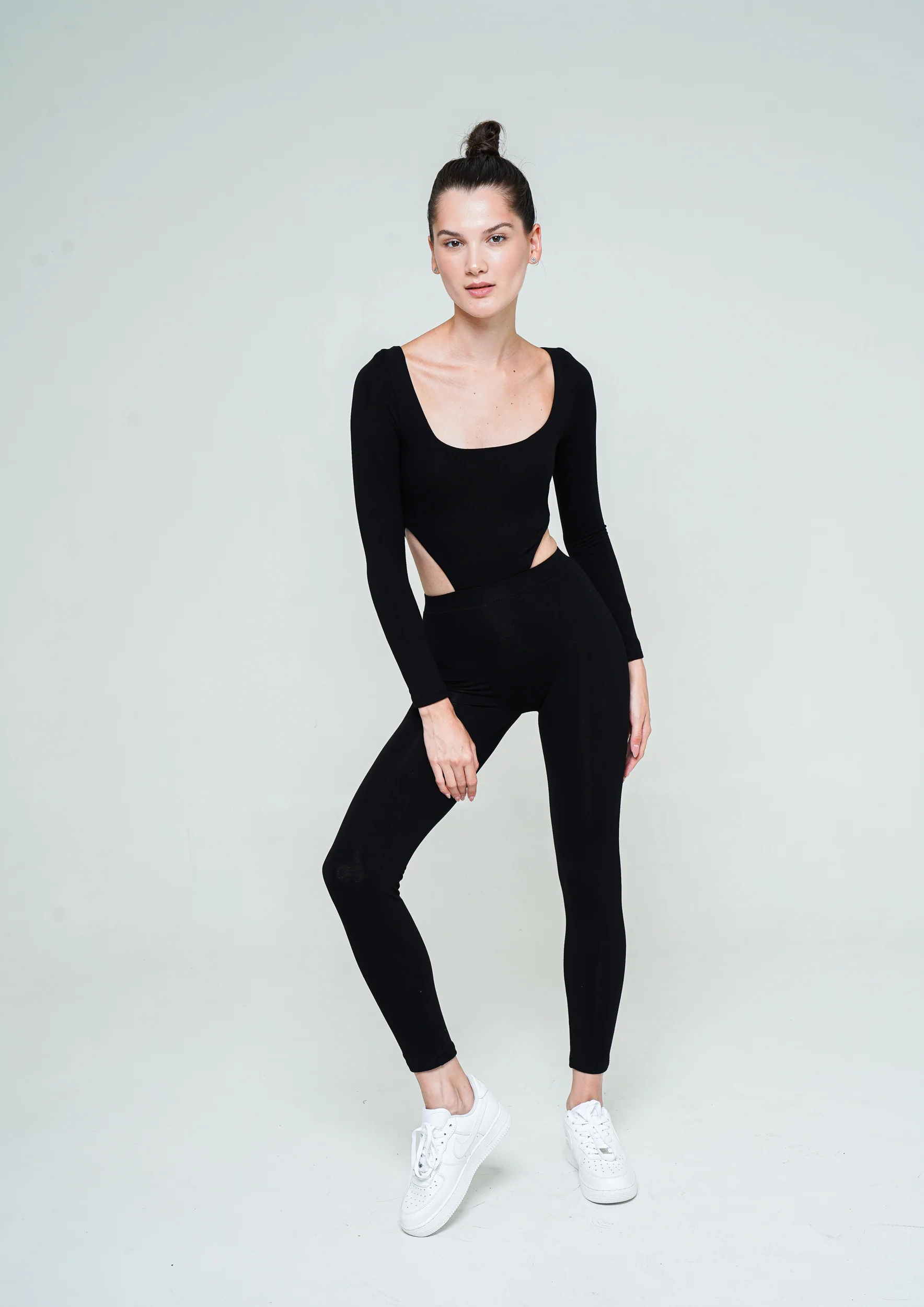 Faye Full Body Long Sleeve Cutout Suit In Black - Image 4