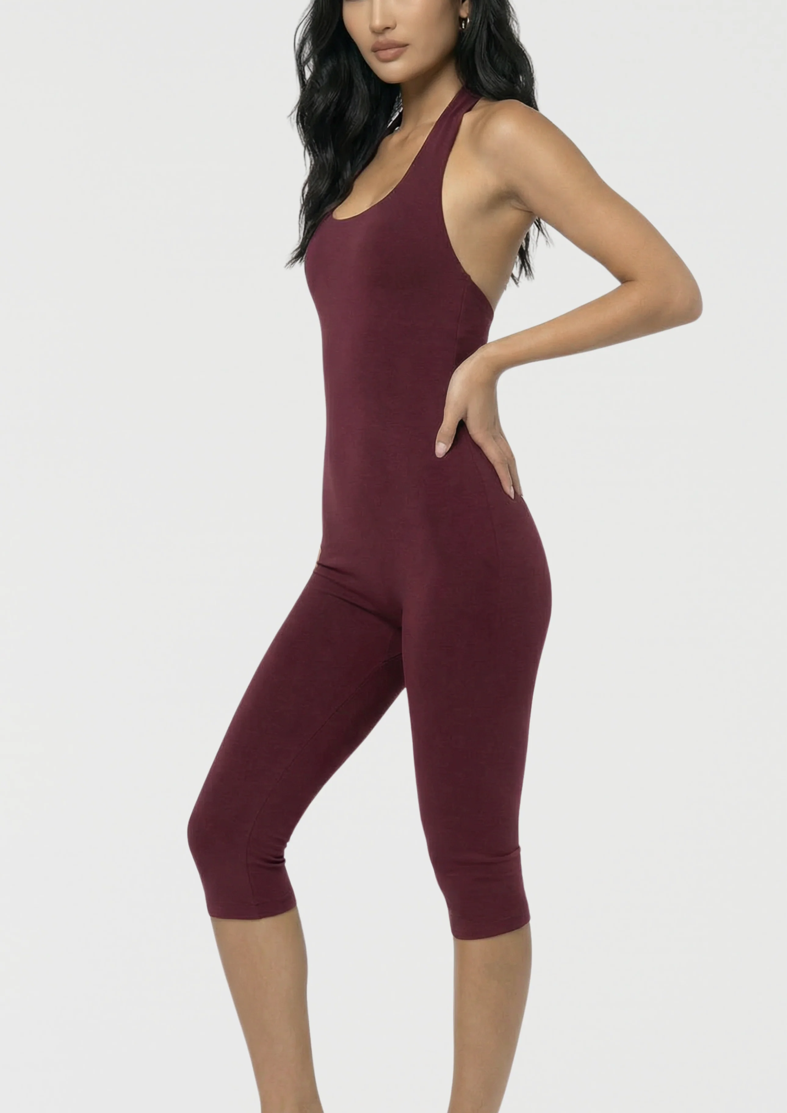 Gemma Classic Onesie Capri in Burgundy - Image 7