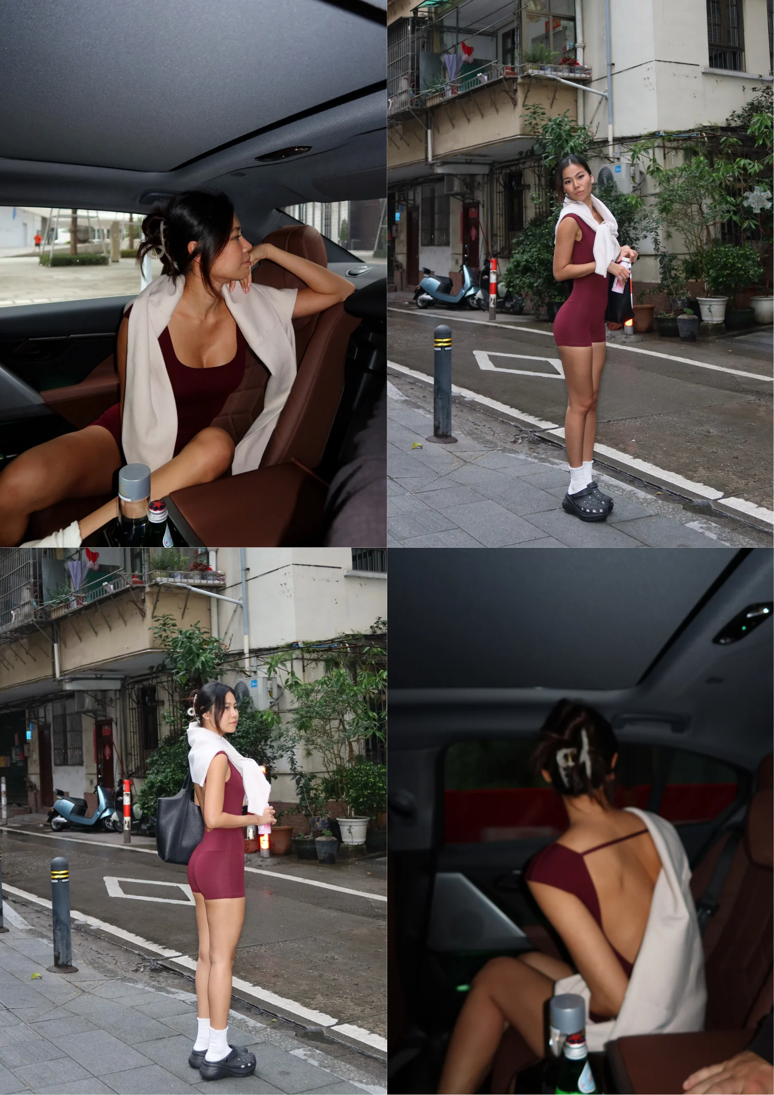 Kamari Backless Onesie in Burgundy - Image 3