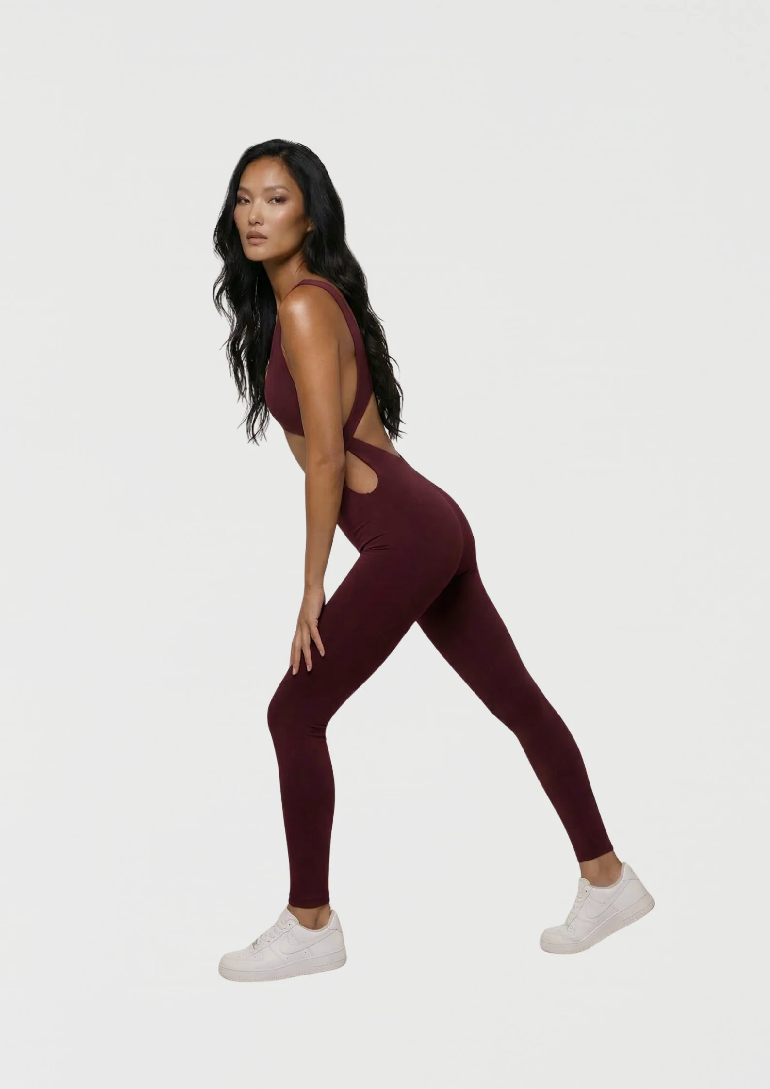 Leda Dynamic Full Body Onesie in Burgundy - Image 11