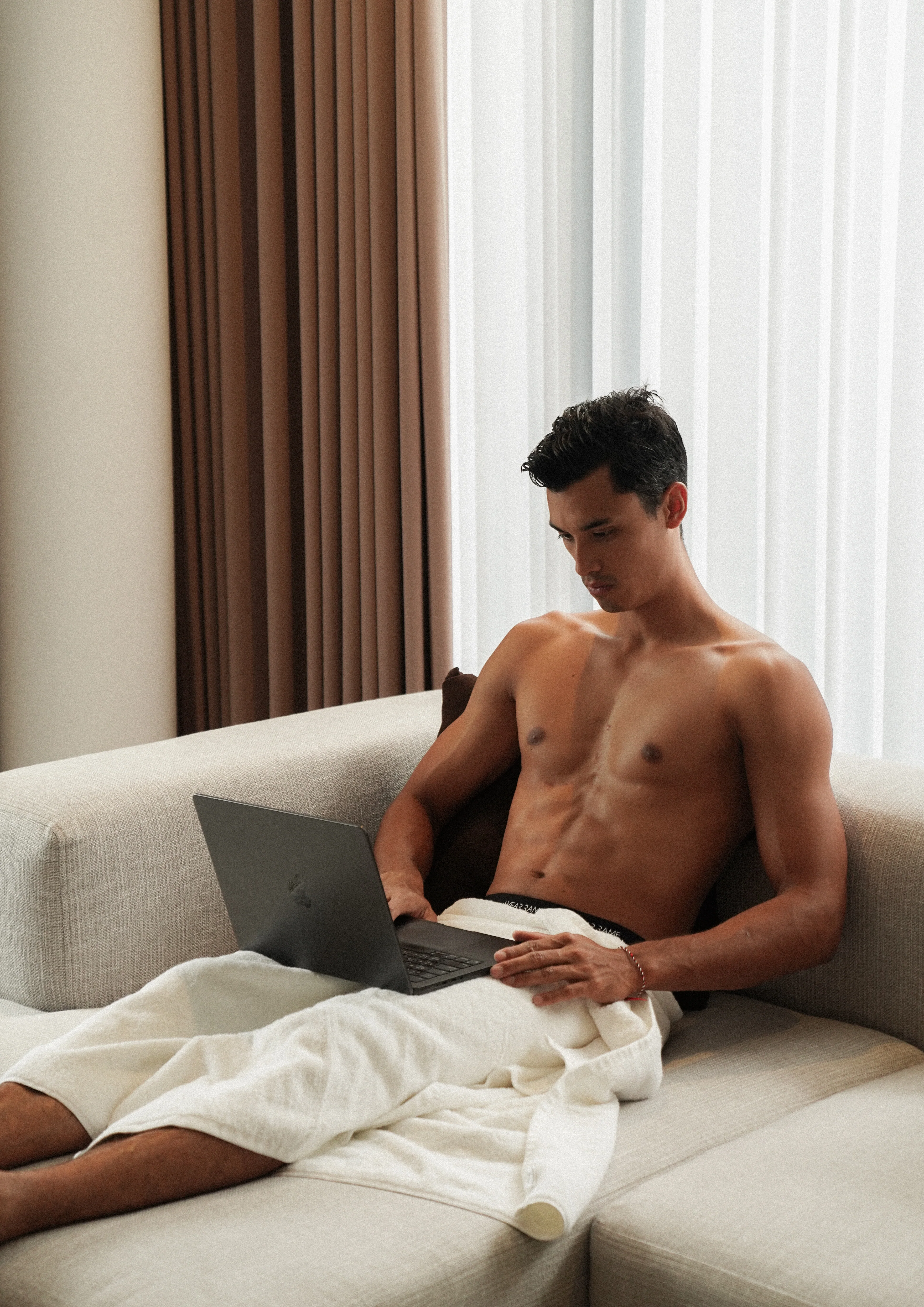 Men’s Bamboo Boxer Briefs in Black w/ Black Details - Image 6